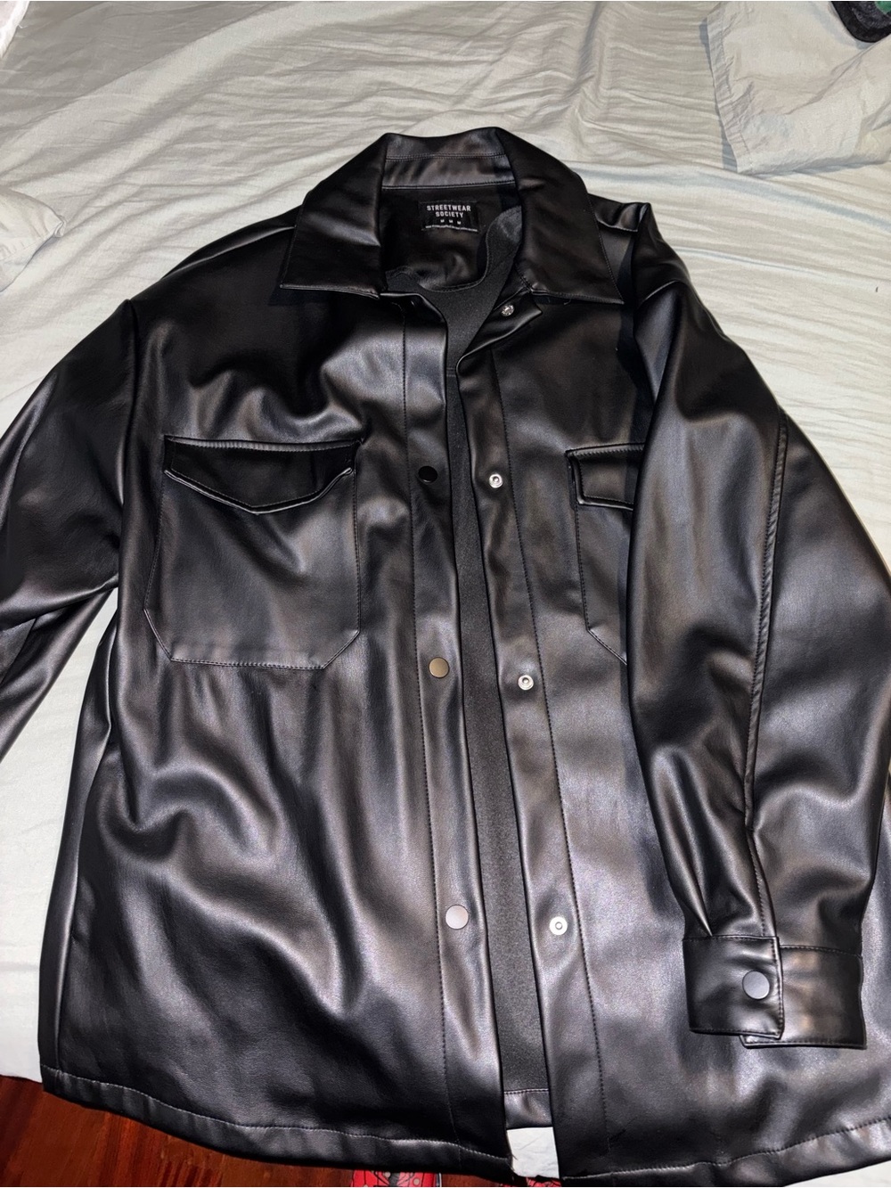 Urban Planet Black Faux Leather Button-Front Jacket